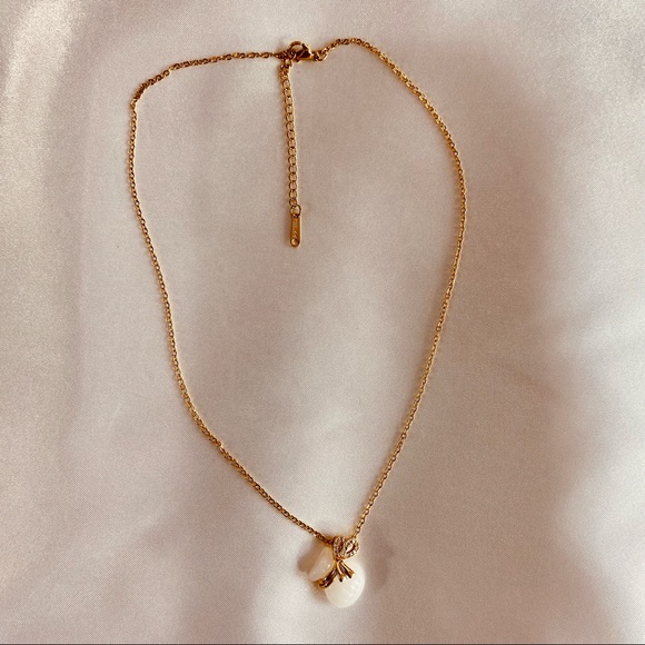 18K Gold White Jade Good Lucky Money Bag Pendant Cross Clavicle Chain Necklace - Picture 7 of 9